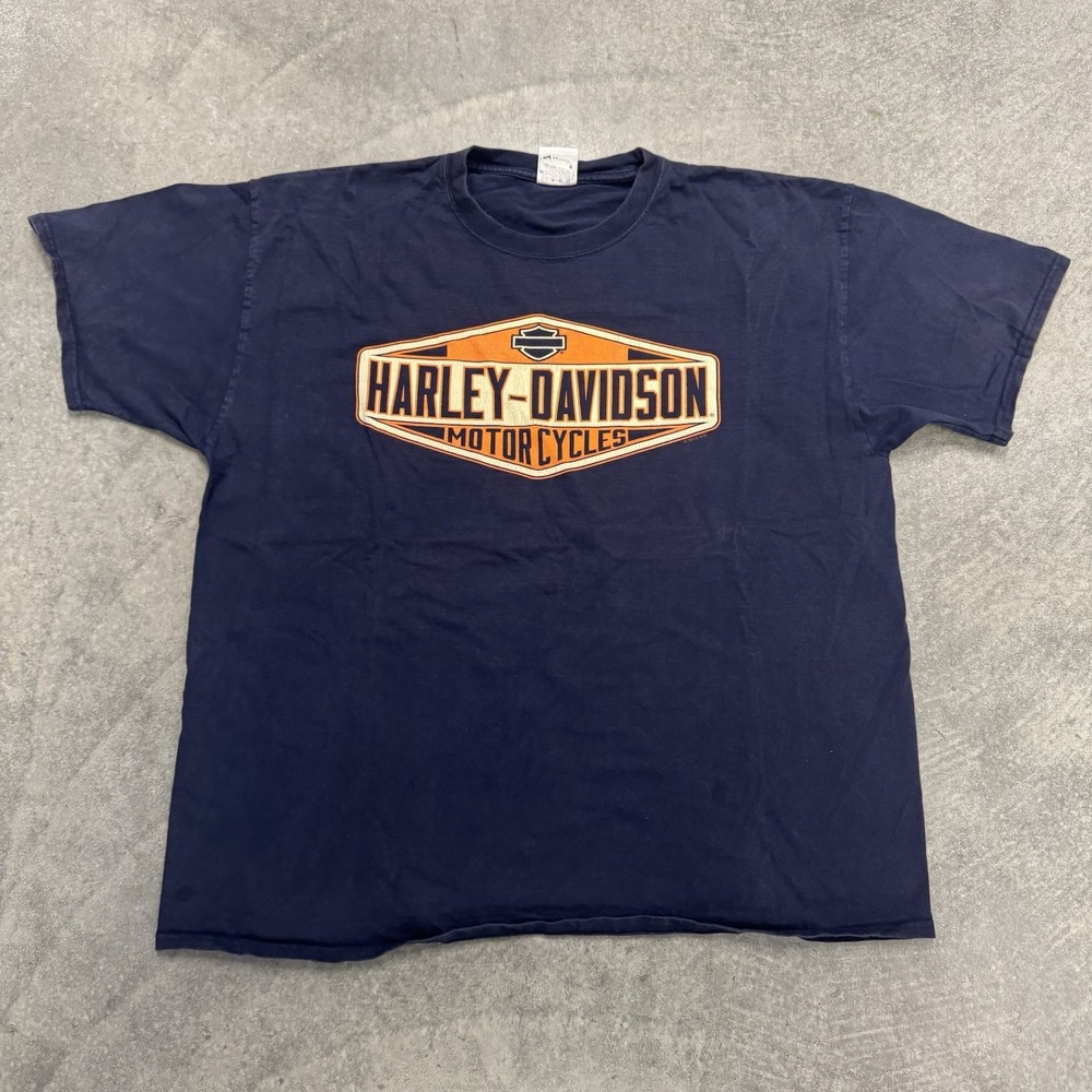 Men's Harley Davidson Myrtle Beach T-Shirt 2XL Navy Blue Double Sided Biker